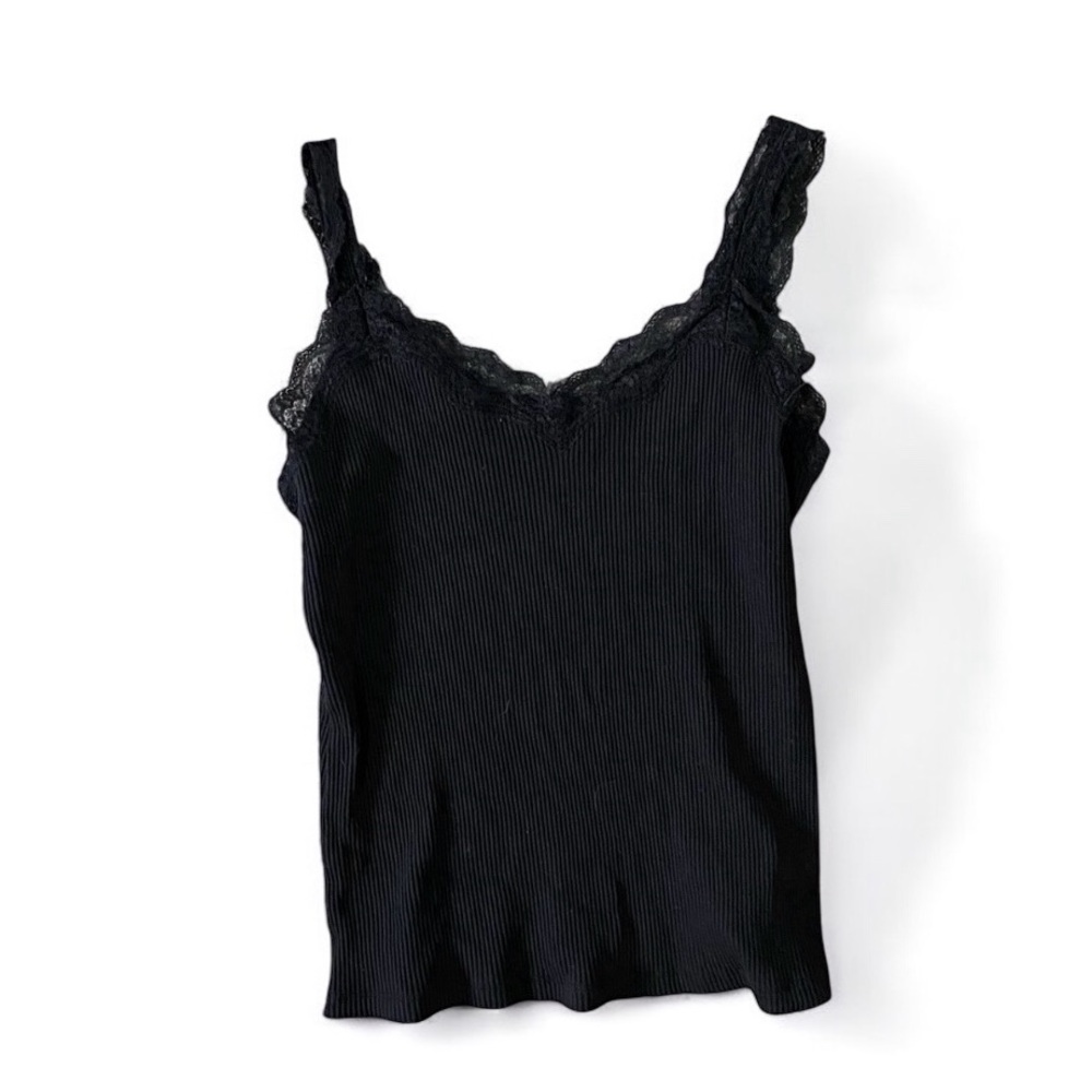 Black Ribbed Fitted Camisole